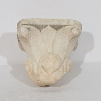 Italian Medieval Romanesque Carved Marble Capital Fragment
