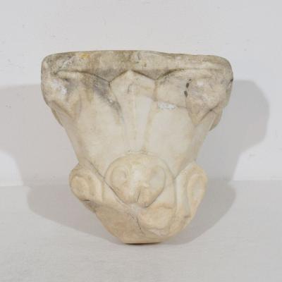 Italian Medieval Romanesque Carved Marble Capital Fragment