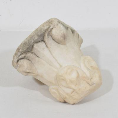 Italian Medieval Romanesque Carved Marble Capital Fragment