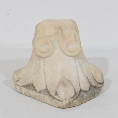 Italian Medieval Romanesque Carved Marble Capital Fragment