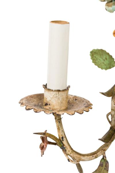 Italian Mid Century 3 Armed Tole Flower Wall Sconce