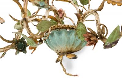 Italian Mid Century 3 Armed Tole Flower Wall Sconce