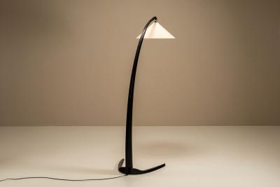 Italian Mid Century Arc Floor Lamp in Black Lacquer 1960s