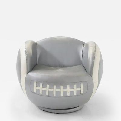 Italian Mid Century Baseball Armchair and Footstool