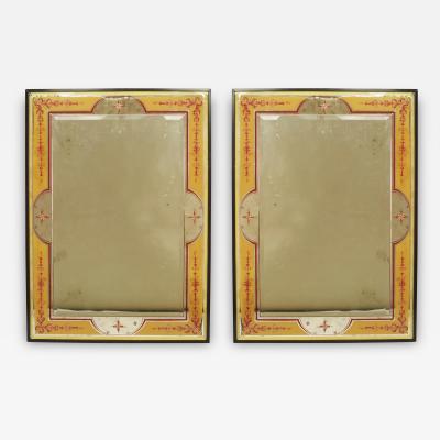 Italian Mid Century Beige Eglomise Wall Mirrors