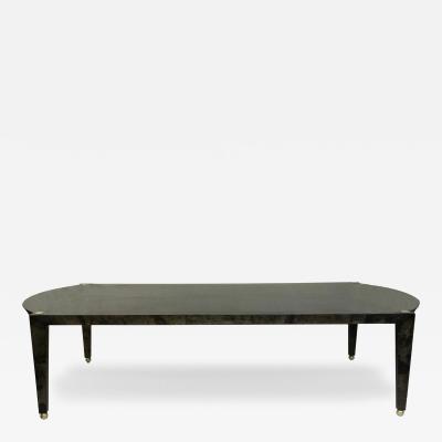 Italian Mid Century Black Parchment and Silver Leaf Dining Table