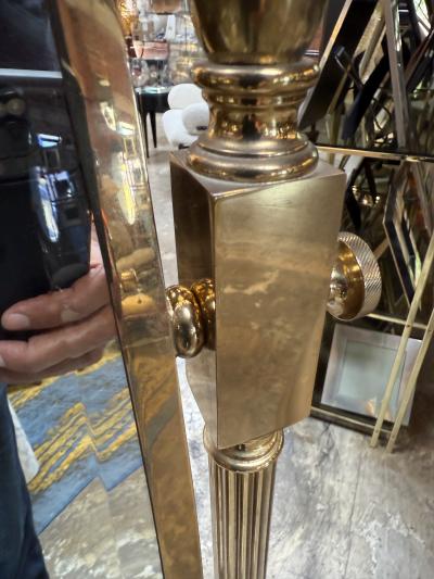 Italian Mid Century Brass Cheval Floor Mirror 1970s