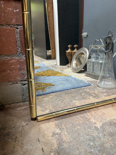 Italian Mid Century Brass Faux Bamboo Wall Mirror 1970s