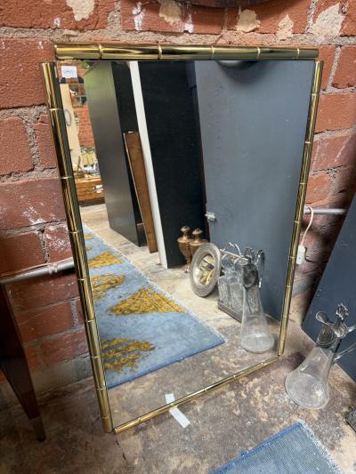 Italian Mid Century Brass Faux Bamboo Wall Mirror 1970s