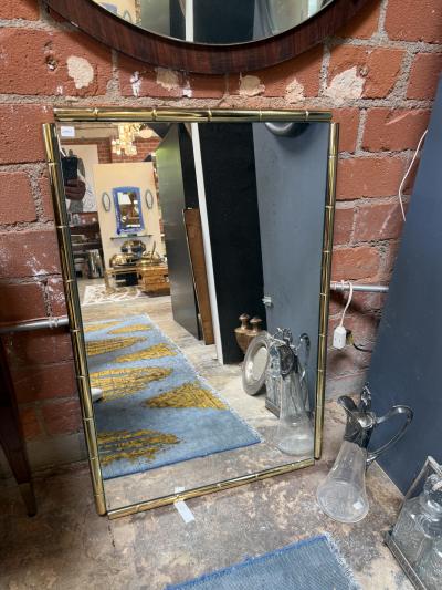 Italian Mid Century Brass Faux Bamboo Wall Mirror 1970s