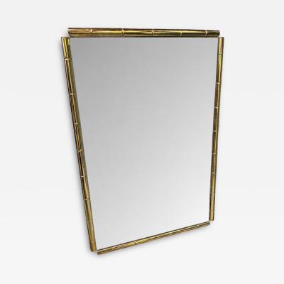 Italian Mid Century Brass Faux Bamboo Wall Mirror 1970s