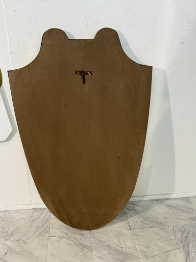 Italian Mid Century Brass Framed Shield Form Wall Mirror 1950s