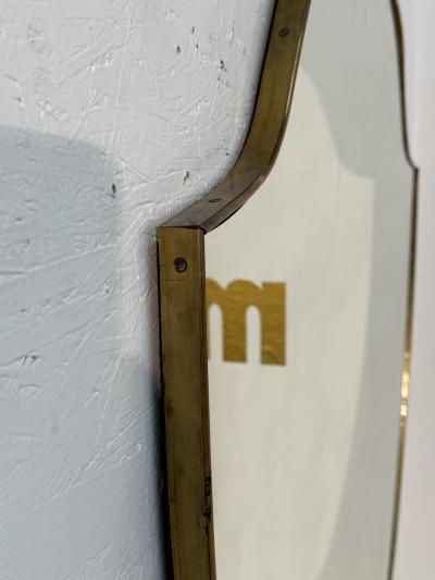 Italian Mid Century Brass Framed Shield Wall Mirror 1950s