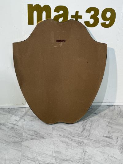 Italian Mid Century Brass Framed Shield Wall Mirror 1950s