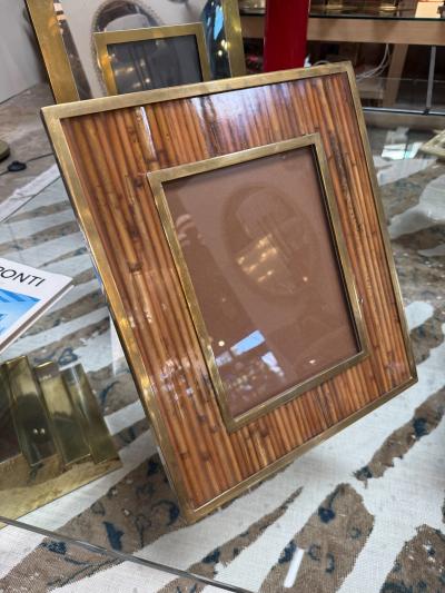 Italian Mid Century Brass and Bamboo Picture Frame 1970s