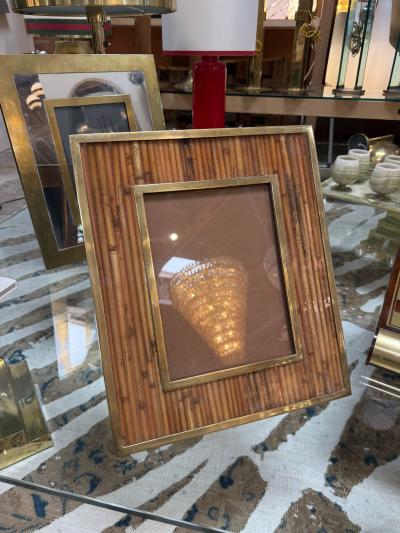 Italian Mid Century Brass and Bamboo Picture Frame 1970s