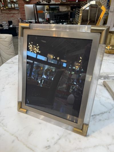 Italian Mid Century Brass and Lucite Picture Frame 1970s