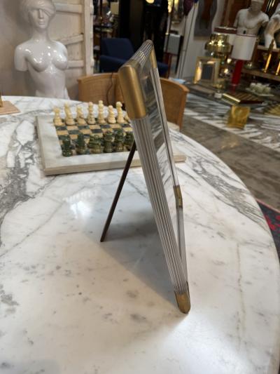 Italian Mid Century Brass and Lucite Picture Frame 1970s