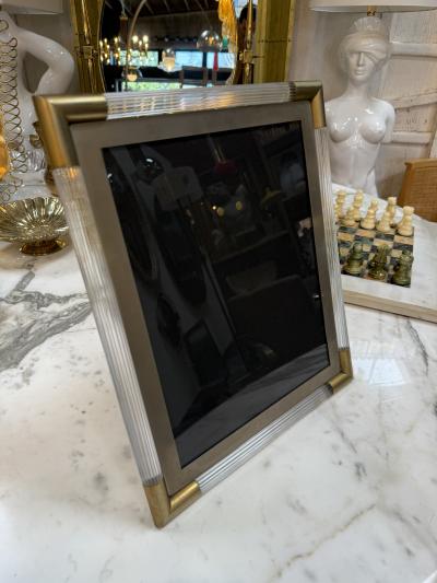 Italian Mid Century Brass and Lucite Picture Frame 1970s