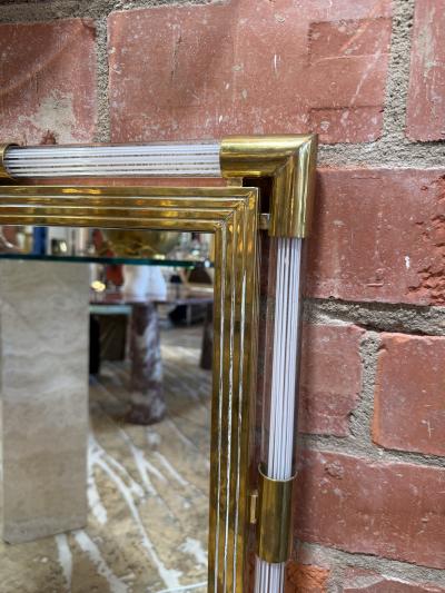 Italian Mid Century Brass and Lucite Wall Mirror 1970s