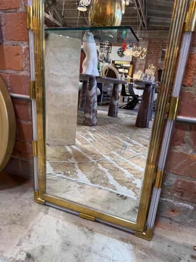 Italian Mid Century Brass and Lucite Wall Mirror 1970s