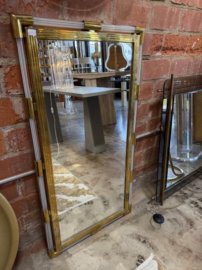 Italian Mid Century Brass and Lucite Wall Mirror 1970s