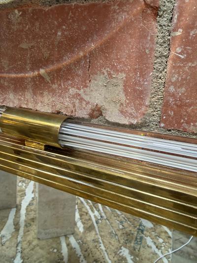 Italian Mid Century Brass and Lucite Wall Mirror 1970s