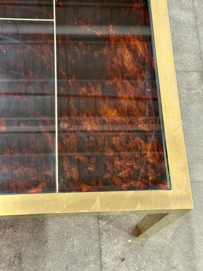 Italian Mid Century Brass and Tortoiseshell Style Coffee Table 1970s