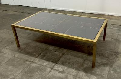 Italian Mid Century Brass and Tortoiseshell Style Coffee Table 1970s