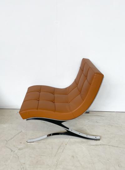 Italian Mid Century Brown Leather Armchair