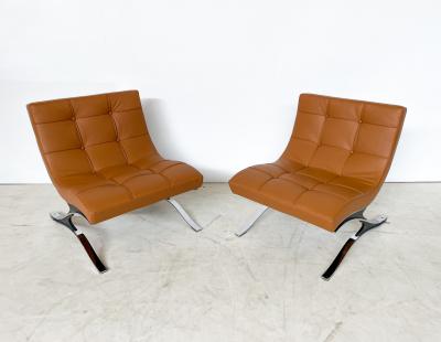 Italian Mid Century Brown Leather Armchair