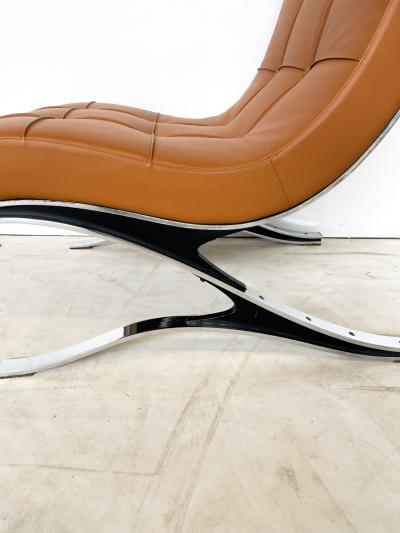 Italian Mid Century Brown Leather Armchair