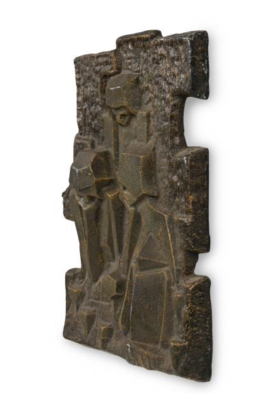 Italian Mid Century Cubist Bronze Wall Plaque