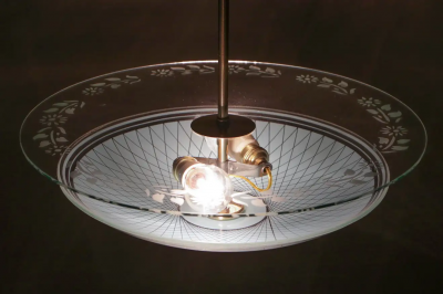 Italian Mid Century Double Disc Pendant Lamp in Turquoise Color 1950s