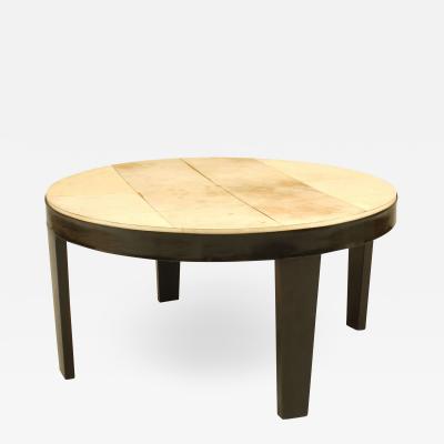 Italian Mid Century Ebonized Wood and Parchment Top Coffee Table