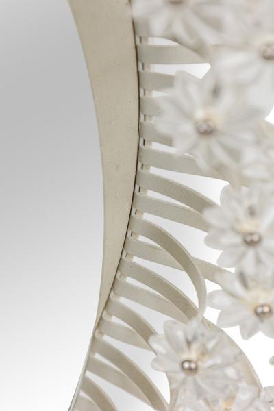 Italian Mid Century Floral Round Murano Glass Wall Mirror