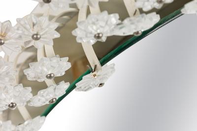 Italian Mid Century Floral Round Murano Glass Wall Mirror