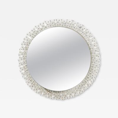 Italian Mid Century Floral Round Murano Glass Wall Mirror