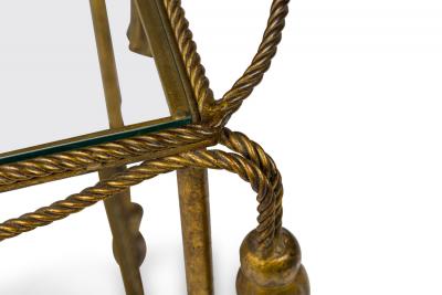 Italian Mid Century Gilt Metal Tassle Bar Cart