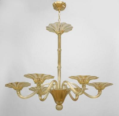 Italian Mid Century Gold Dusted Glass Chandeliers