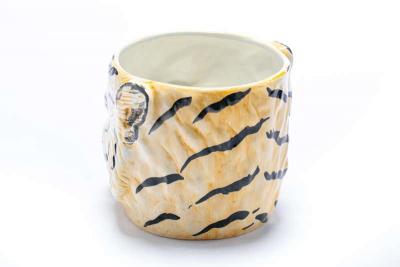 Italian Mid Century Hand Painted Tiger Planter