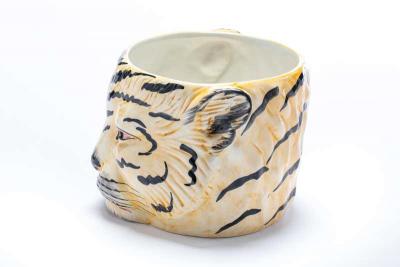 Italian Mid Century Hand Painted Tiger Planter
