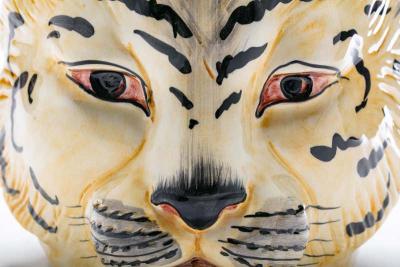 Italian Mid Century Hand Painted Tiger Planter