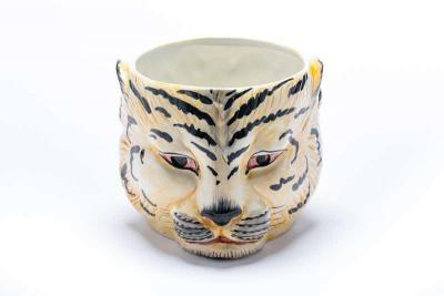 Italian Mid Century Hand Painted Tiger Planter