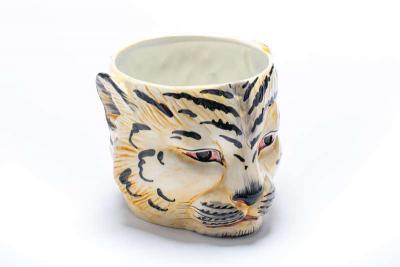 Italian Mid Century Hand Painted Tiger Planter
