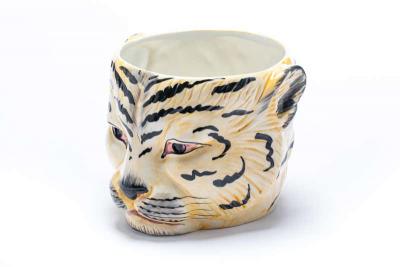 Italian Mid Century Hand Painted Tiger Planter