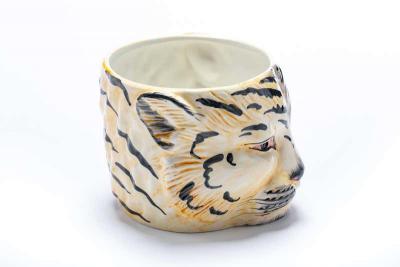 Italian Mid Century Hand Painted Tiger Planter