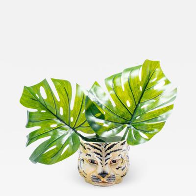 Italian Mid Century Hand Painted Tiger Planter