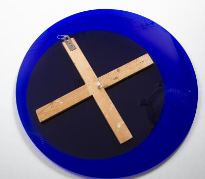Italian Mid Century Klein Blue Asymmetrical Round Mirror 1960