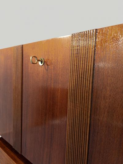 Italian Mid Century Long Suspended Sideboard in Walnut 1950s